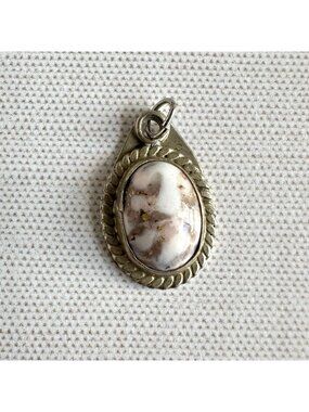 Wild Horse Magnesite & Sterling Silver Pendant Rope Twist Bezel Teardrop Southwe